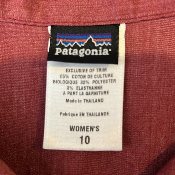 PATAGONIA Women’s Long Sleeve Button Down Maroon Burgundy Shirt Sz 10 - Picture 6 of 9